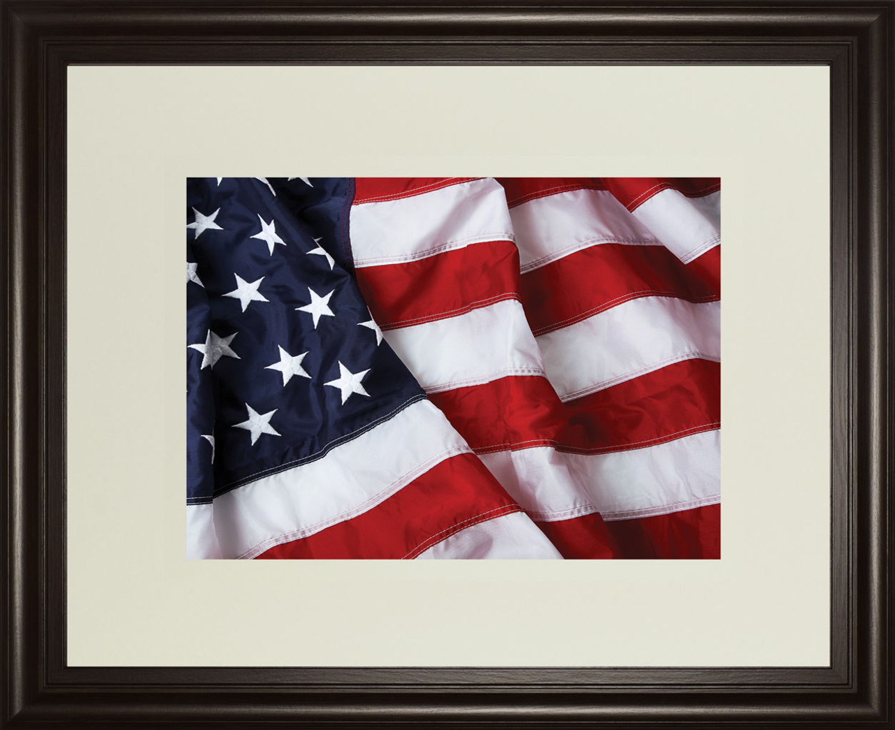 American Flag By Kikk In Double Matted – Framed Print Wall Art – Red