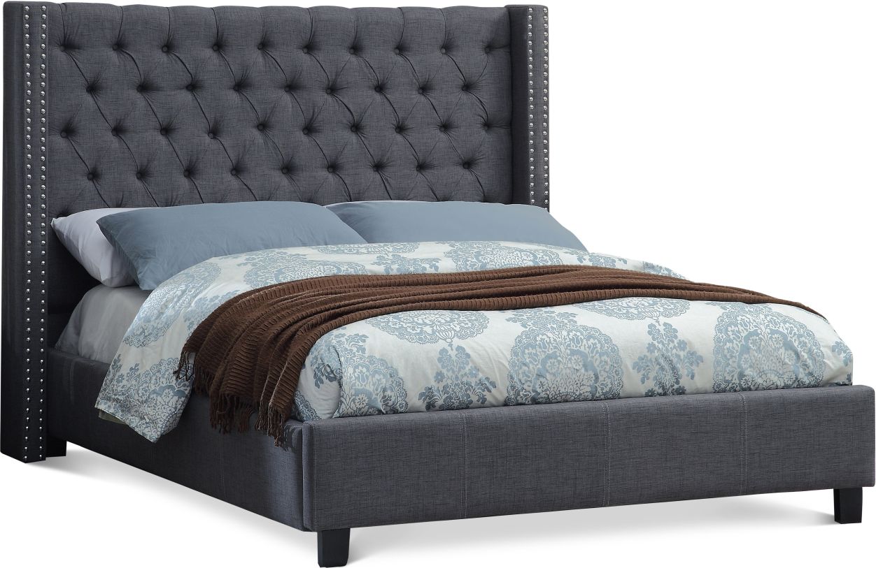 Meridian Furniture Ashton Linen Full Bed in Grey AshtonGrey-F