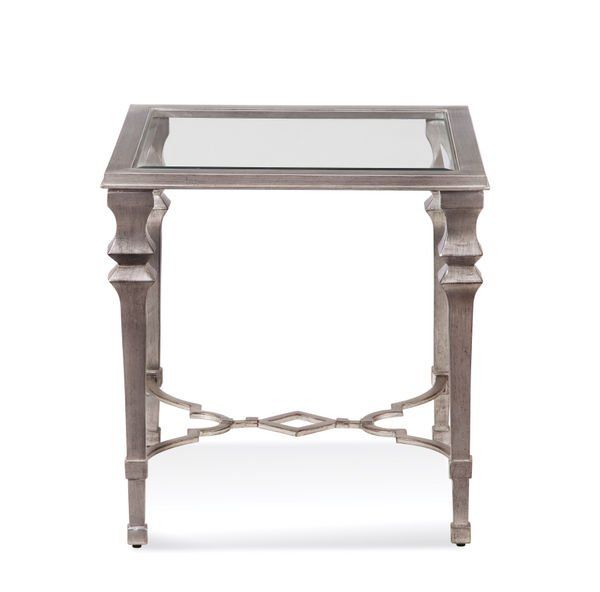 Bassett Mirror Company Hollywood Glam Sylvia Square End Table in Silver Leaf 1212-250