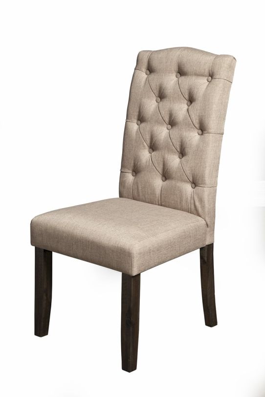 Alpine Furniture Newberry Button Tufted Parson Chairs (Set of 2) in Salvaged Grey 1468-23