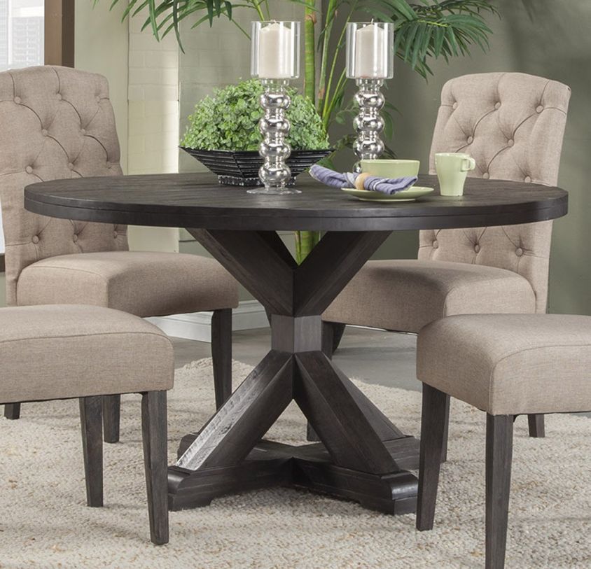 Alpine Furniture Newberry Round Dining Table in Salvaged Grey 1468-25