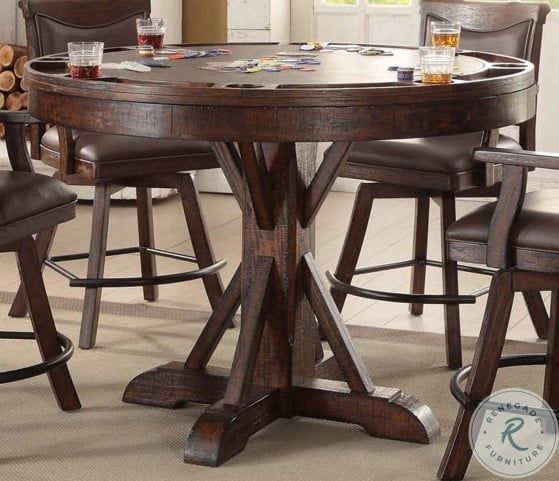 ECI Furniture Gettysburg Round Counter Game Table in Dark Distressed 1475-05-RPGT/RPGB  PROMO