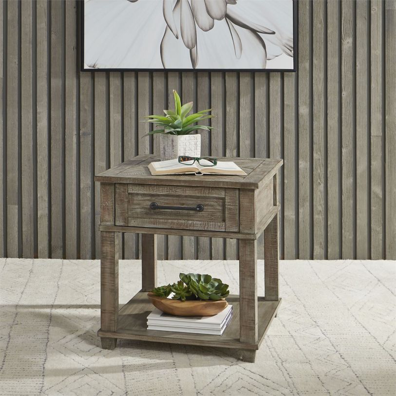 Liberty Parkland Falls Rectangular End Table in Weathered Taupe 172-OT1020  EST SHIP TIME APPX 4 WEEKS