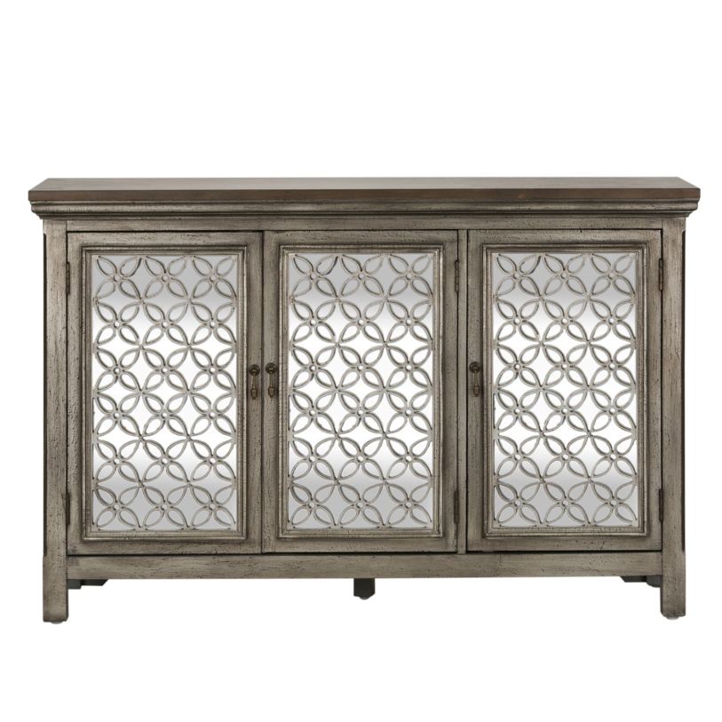 Liberty Furniture Westridge 3 Door Accent Cabinet in Wire Brushed Gray and White 2012-AC5636  EST SHIP TIME APPX 4 WEEKS