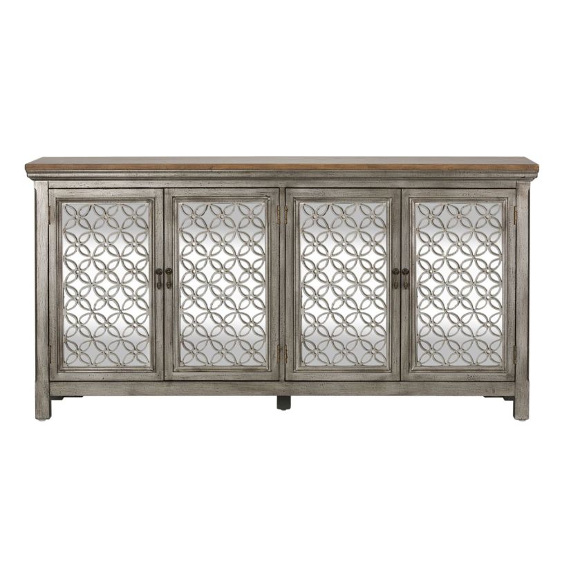 Liberty Furniture Westridge 4 Door Accent Cabinet in Wire Brushed Gray and White 2012-AC7236  EST SHIP TIME APPX 4 WEEKS