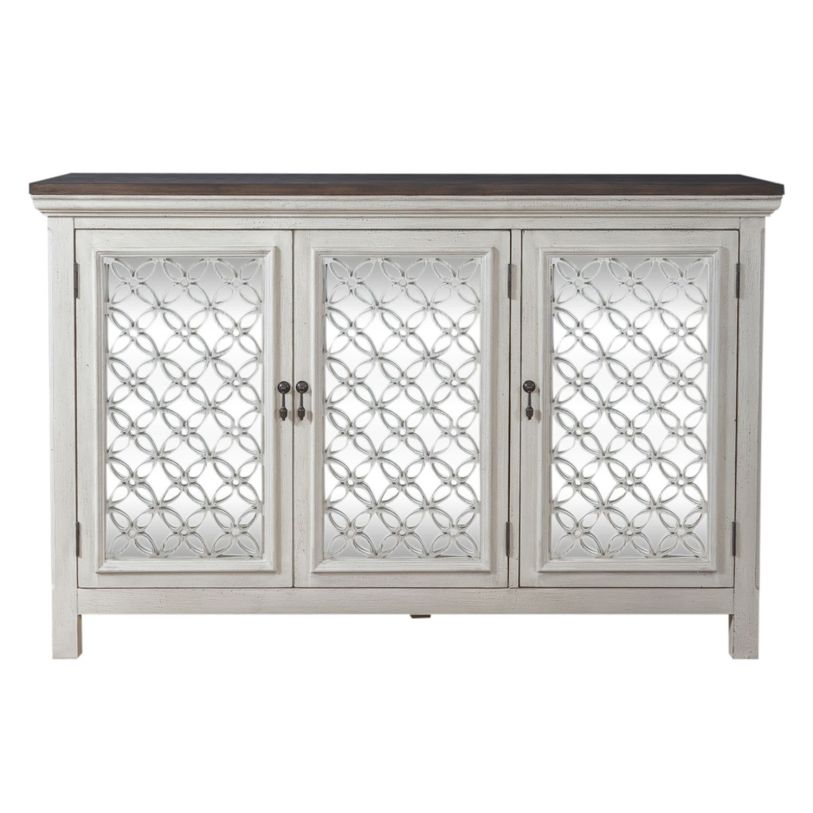 Liberty Furniture Westridge 3 Door Accent Cabinet in Wire Brushed Gray and White 2012W-AC5636  EST SHIP TIME APPX 4 WEEKS