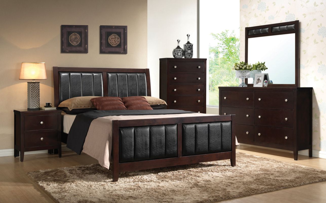 Coaster Carlton 5-Piece Panel Bedroom Set in Cappuccino