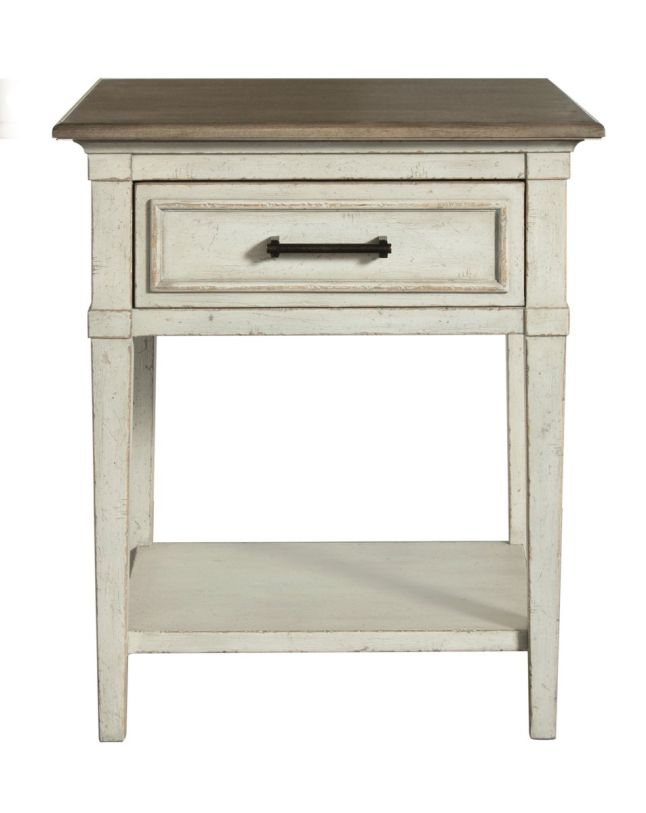 Bassett Furniture Bella Wood Top Bedside Table in White 2572-0272Z