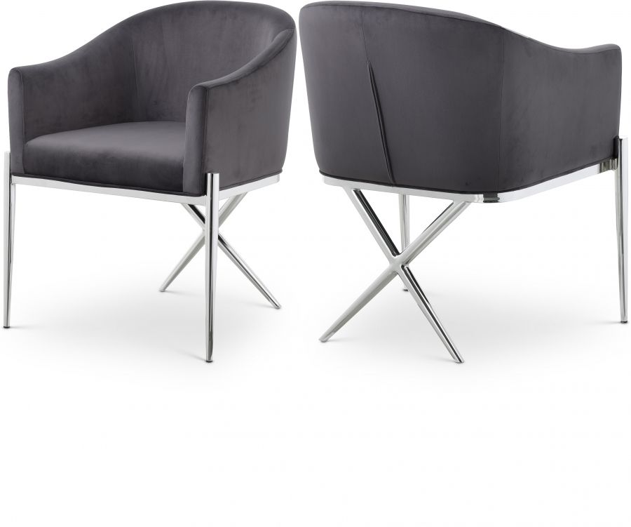 Meridian Xavier Velvet Dining Chair in Grey Velvet 762Grey-C