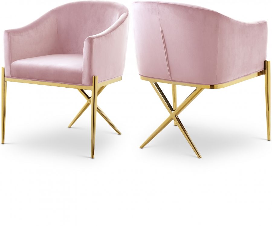 Meridian Xavier Velvet Dining Chair in Pink Velvet 763Pink-C