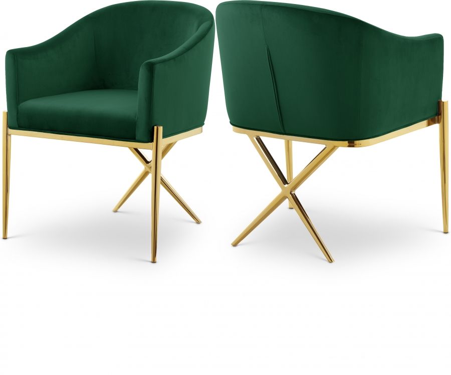 Meridian Xavier Velvet Dining Chair in Green Velvet 763Green-C