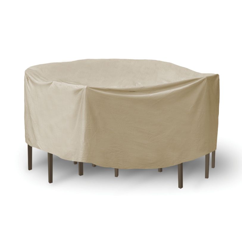 PCI 60″ Round Table & 6 High Back Chairs Combo Covers in Tan (NO Umbrella Hole) 1349-TN