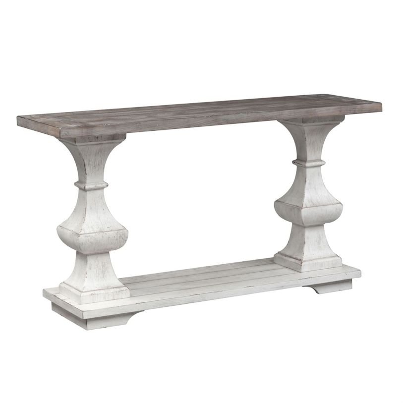 Liberty Sedona Sofa Table in Heavy Distressed White 331-OT1030  EST SHIP TIME APPX 4 WEEKS