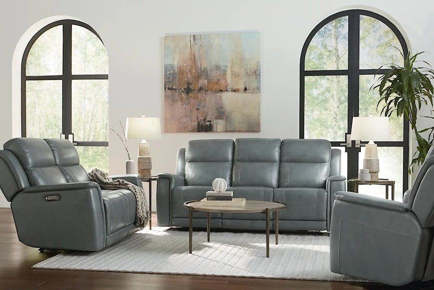 Club Level by Bassett Furniture Conover 2pc Motion Living Room Set in Blue Gray