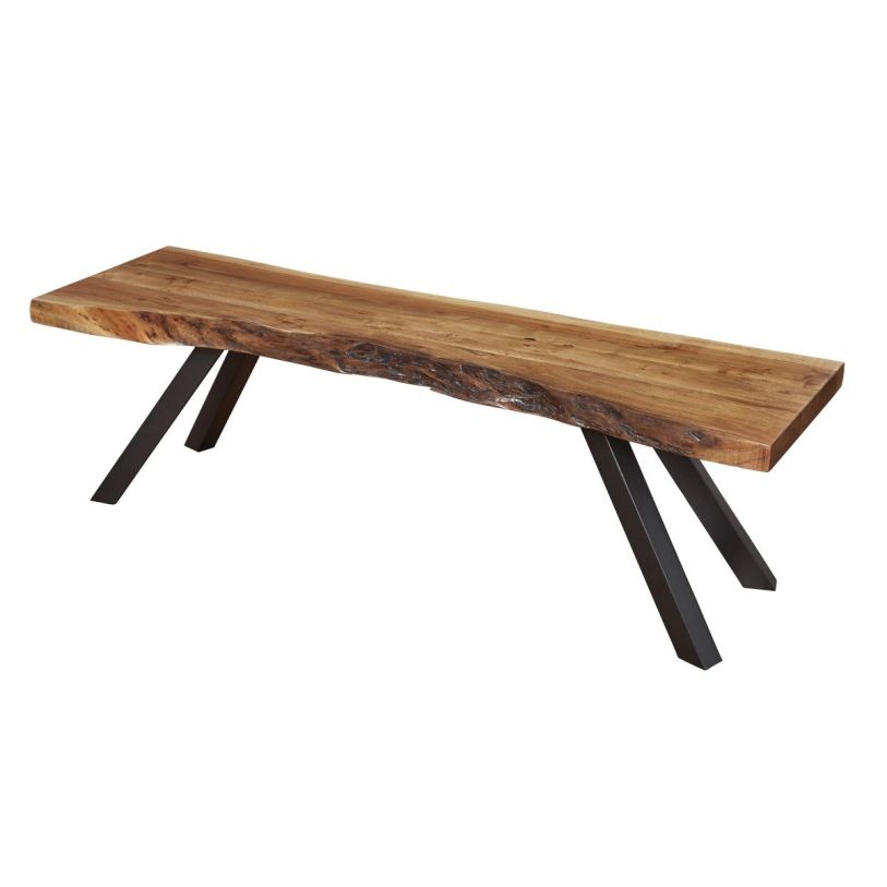 Modus Furniture Reese Metal Leg Dining Bench in Natural Acacia 3A6991 CODE:UNIV20 for 20% Off