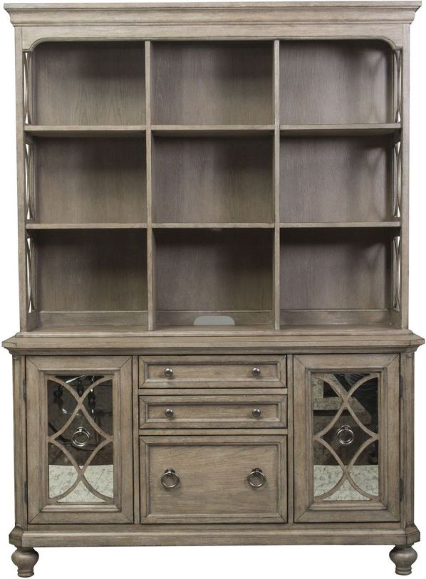 Liberty Simply Elegant Credenza with Hutch in Heathered Taupe  EST SHIP TIME APPX 4 WEEKS