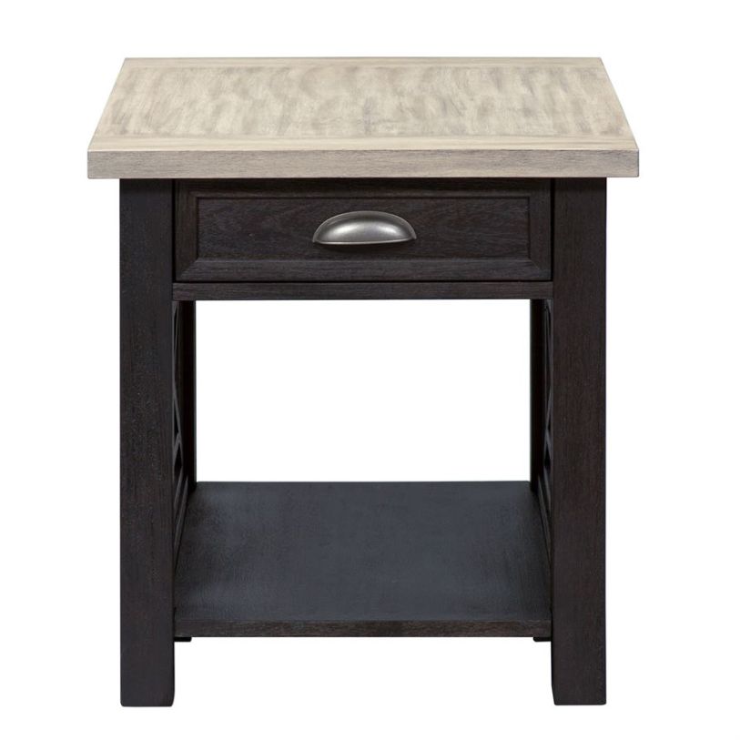 Liberty Heatherbrook Drawer End Table in Charcoal and Ash 422-OT1022  EST SHIP TIME APPX 4 WEEKS