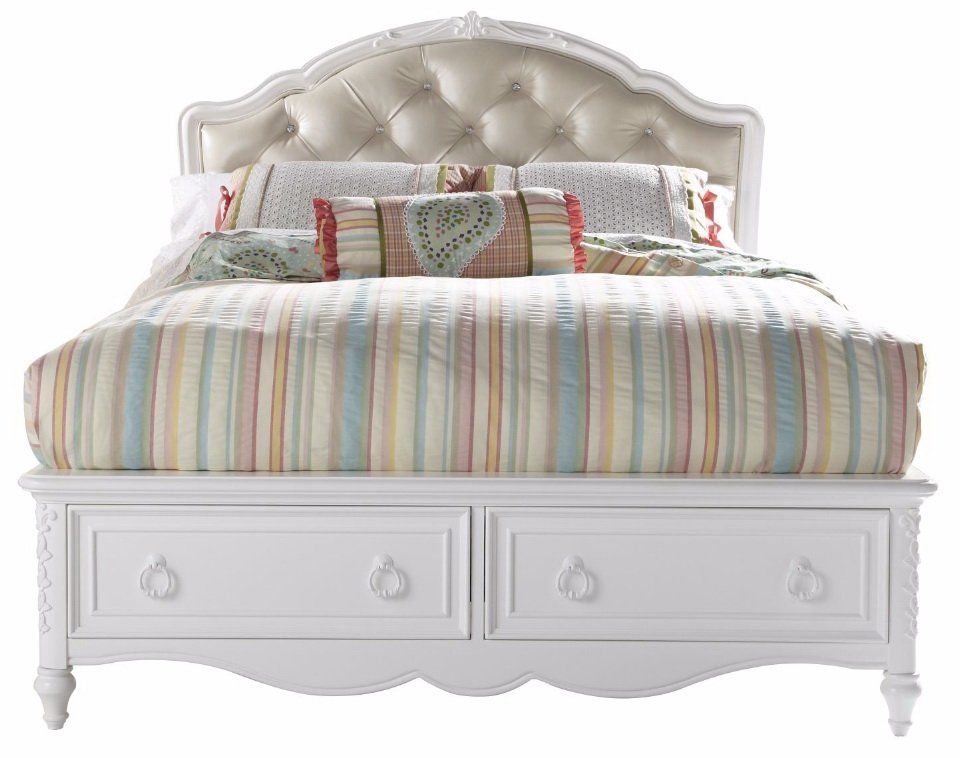 Samuel Lawrence SweetHeart Full Upholstered Bed with Storage Footboard in Bright White