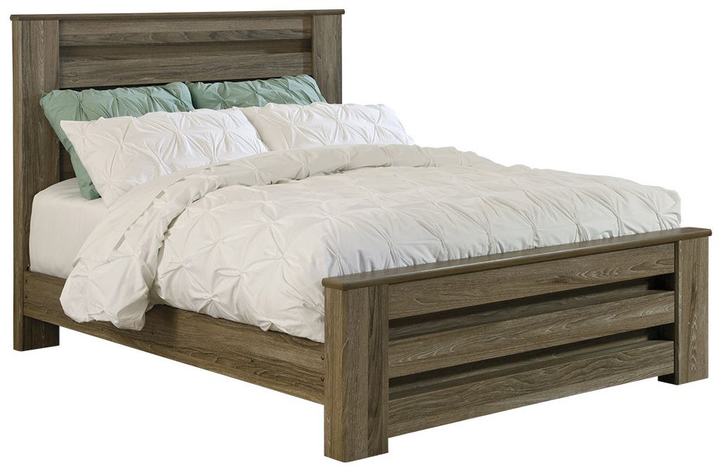 Zelen Queen Panel Bed in Warm Gray FedEx/UPS