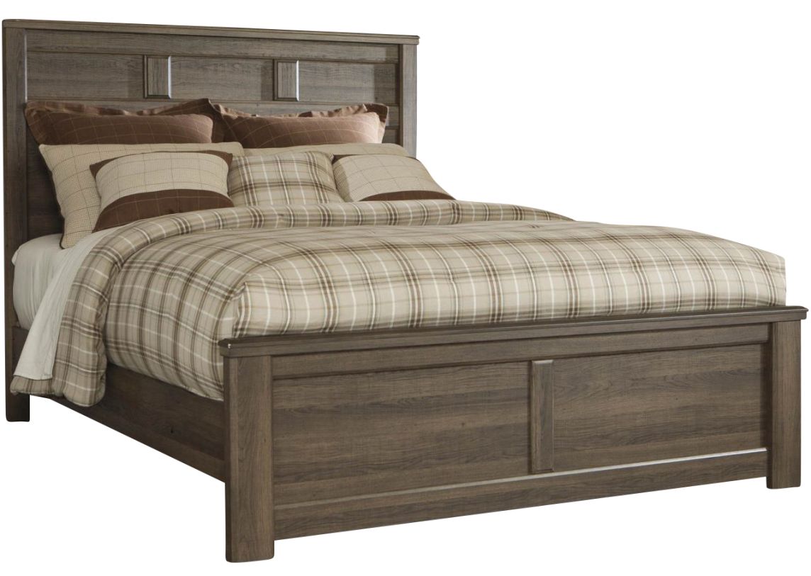 Juararo Contemporary Queen Panel Bed in Dark Brown FedEx/UPS