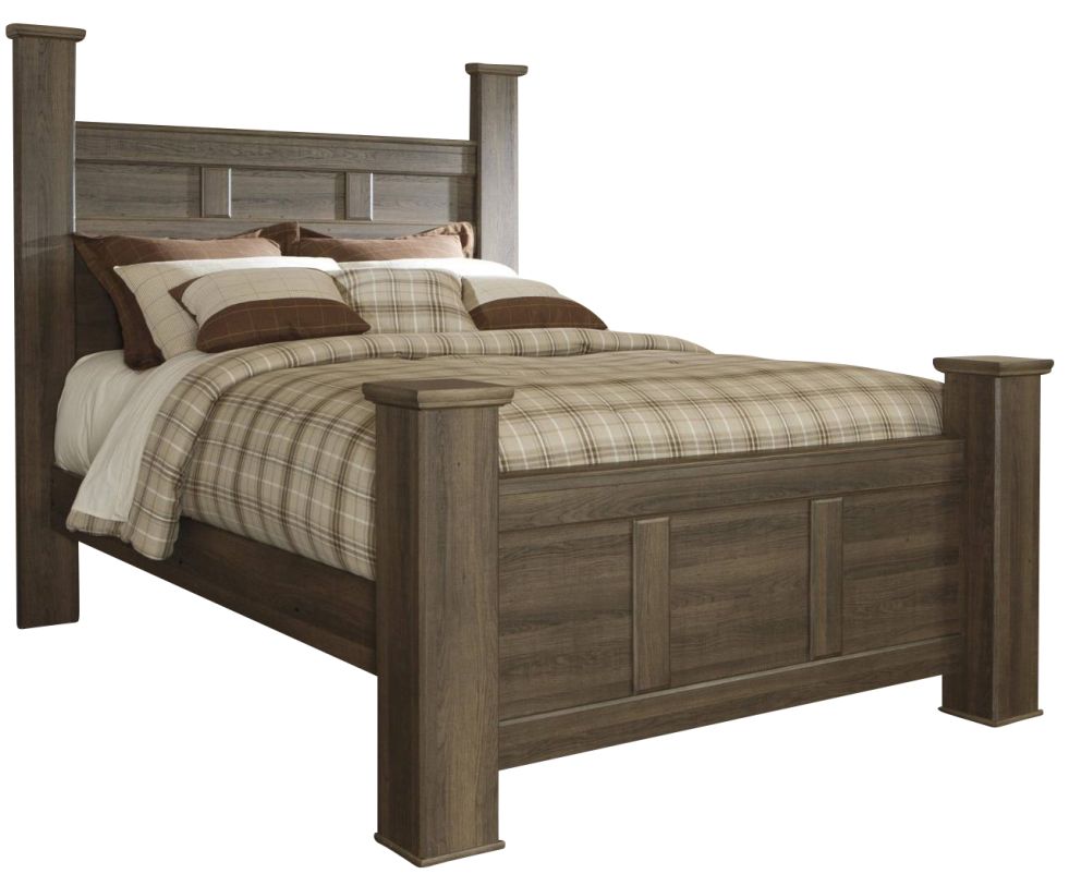 Juararo Contemporary Queen Poster Bed in Dark Brown