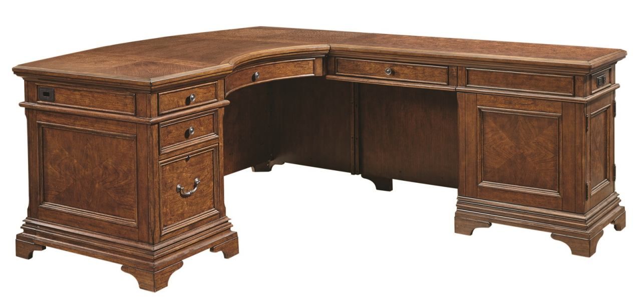 Aspenhome Hawthorne Desk and Reversible Return in Brown Cherry  EST SHIP TIME IS 2 WEEKS