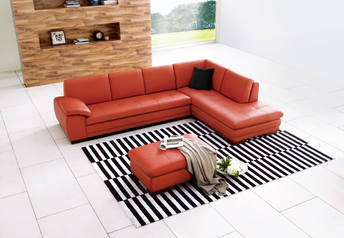 J&M Furniture 625 Italian Leather Sectional RAF in Pumpkin 175443111-RHFC-PK