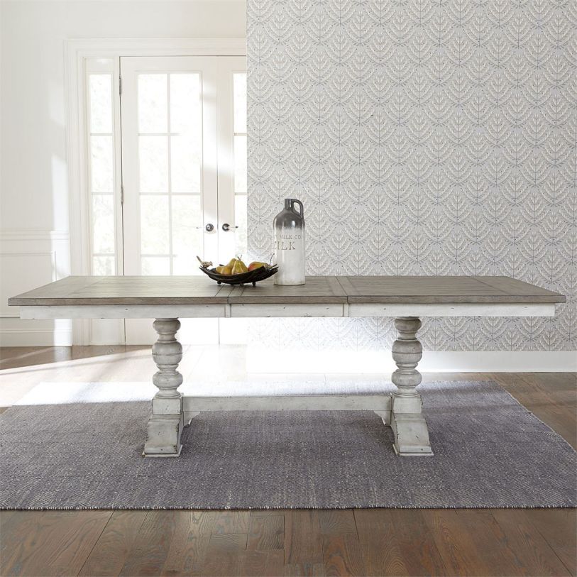 Liberty Furniture Whitney Trestle Table in Weathered Gray  EST SHIP TIME APPX 4 WEEKS