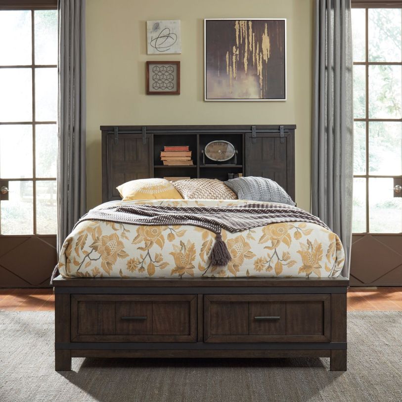 Liberty Furniture Thornwood Hills King Bookcase Bed in Rock Beaten Gray  EST SHIP TIME APPX 4 WEEKS