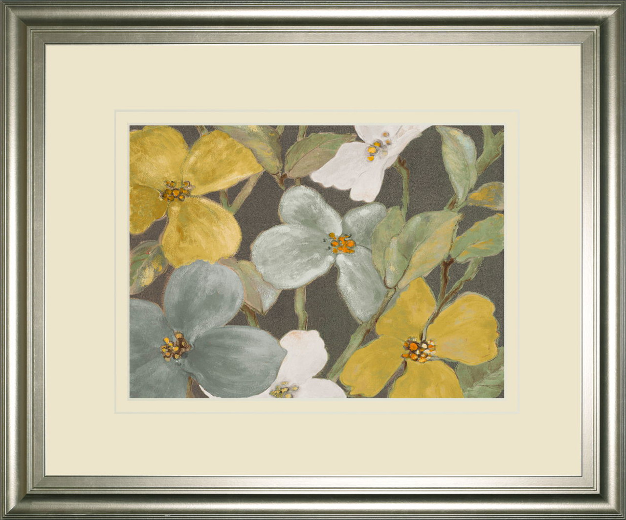 Garden Party In Gray 2 By Lanie Loreth – Framed Print Wall Art – Dark Gray