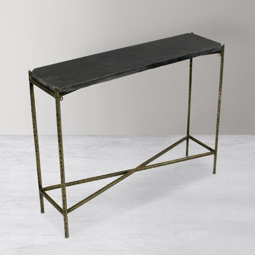 Moti Furniture Orlando Asher Console Table in Old Gold/Black 82005006