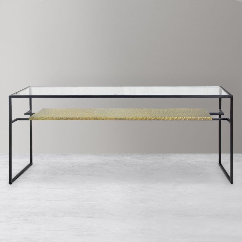 Moti Furniture Cooper Console Table in Black/Brass 82005007A