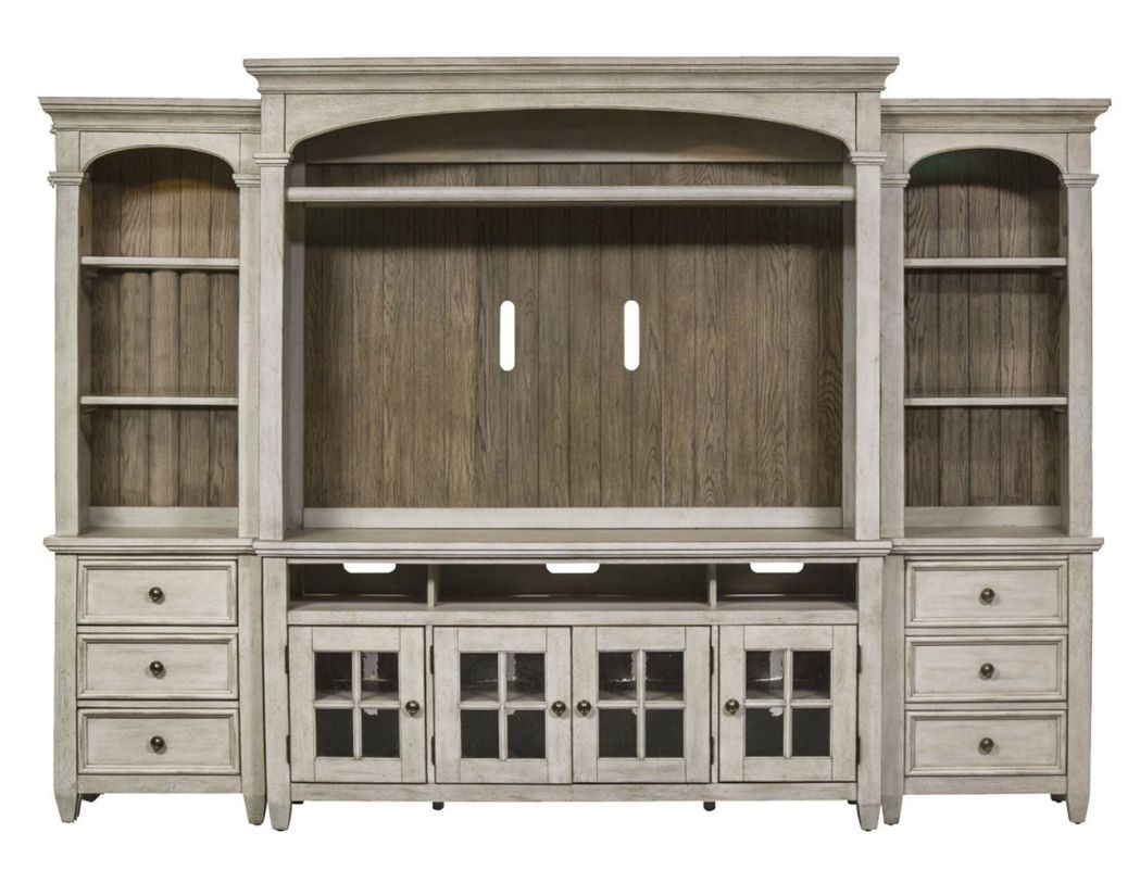 Liberty Heartland 66″ Entertainment Center with Piers in Antique White  EST SHIP TIME APPX 4 WEEKS