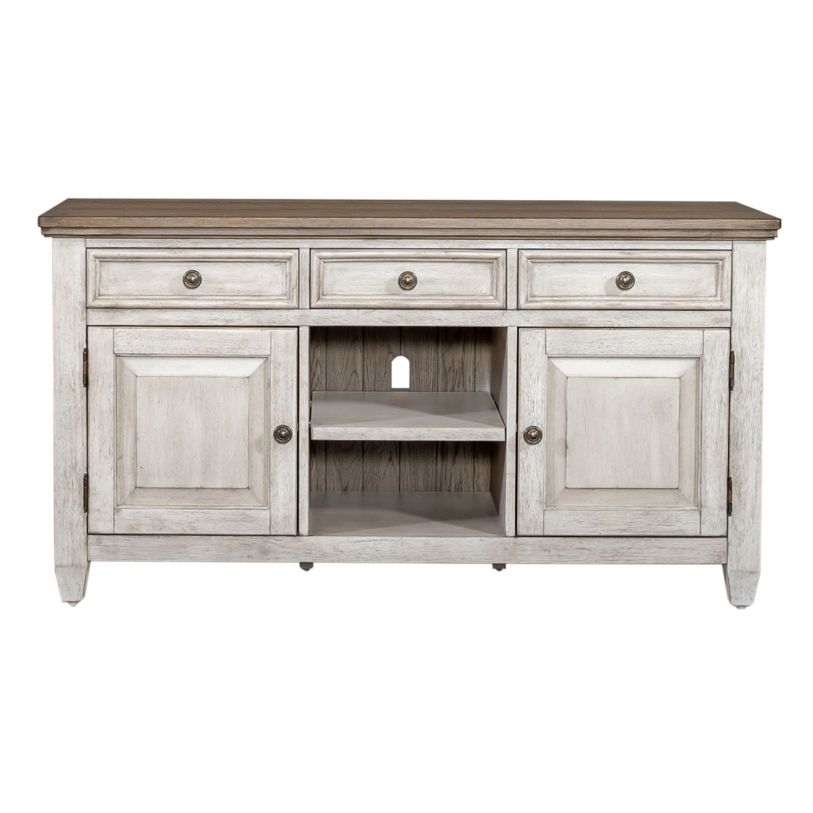 Liberty Heartland 66″ Tile TV Console in Antique White 824-TV66T  EST SHIP TIME APPX 4 WEEKS