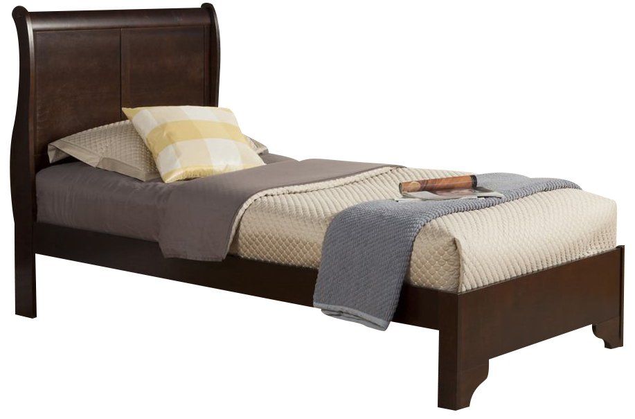 Alpine Furniture West Haven Twin Low Footboard Sleigh Bed in Cappuccino