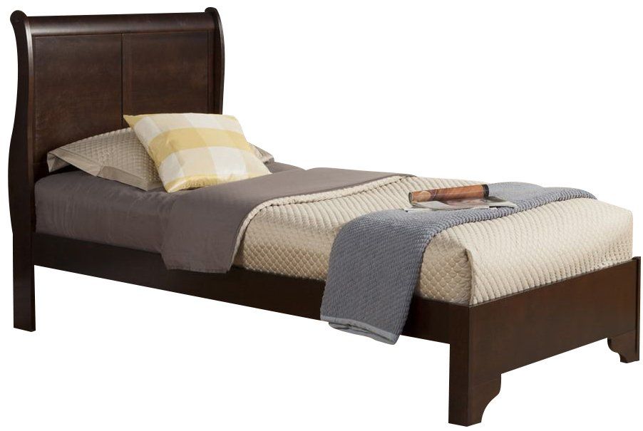 Alpine Furniture West Haven Queen Low Footboard Sleigh Bed in Cappuccino