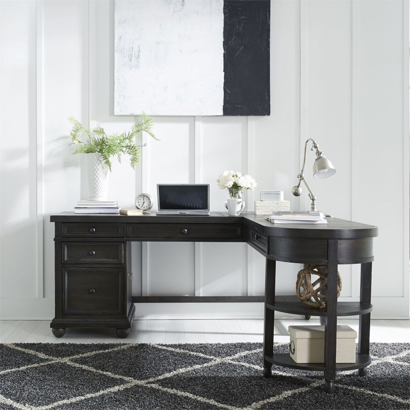 Liberty Harvest Home L Writing Desk and Right Return in Chalkboard  EST SHIP TIME APPX 4 WEEKS