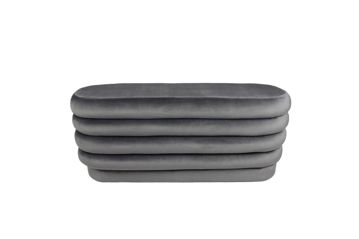 Moti Furniture Thor Oval Tufted Ottoman in Storm Grey 88010014