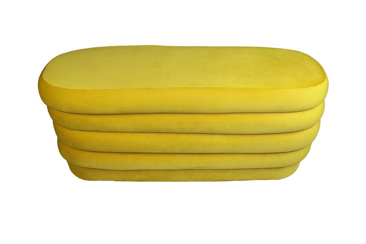 Moti Furniture Thor Oval Tufted Ottoman in Daffodil Yellow 88010015