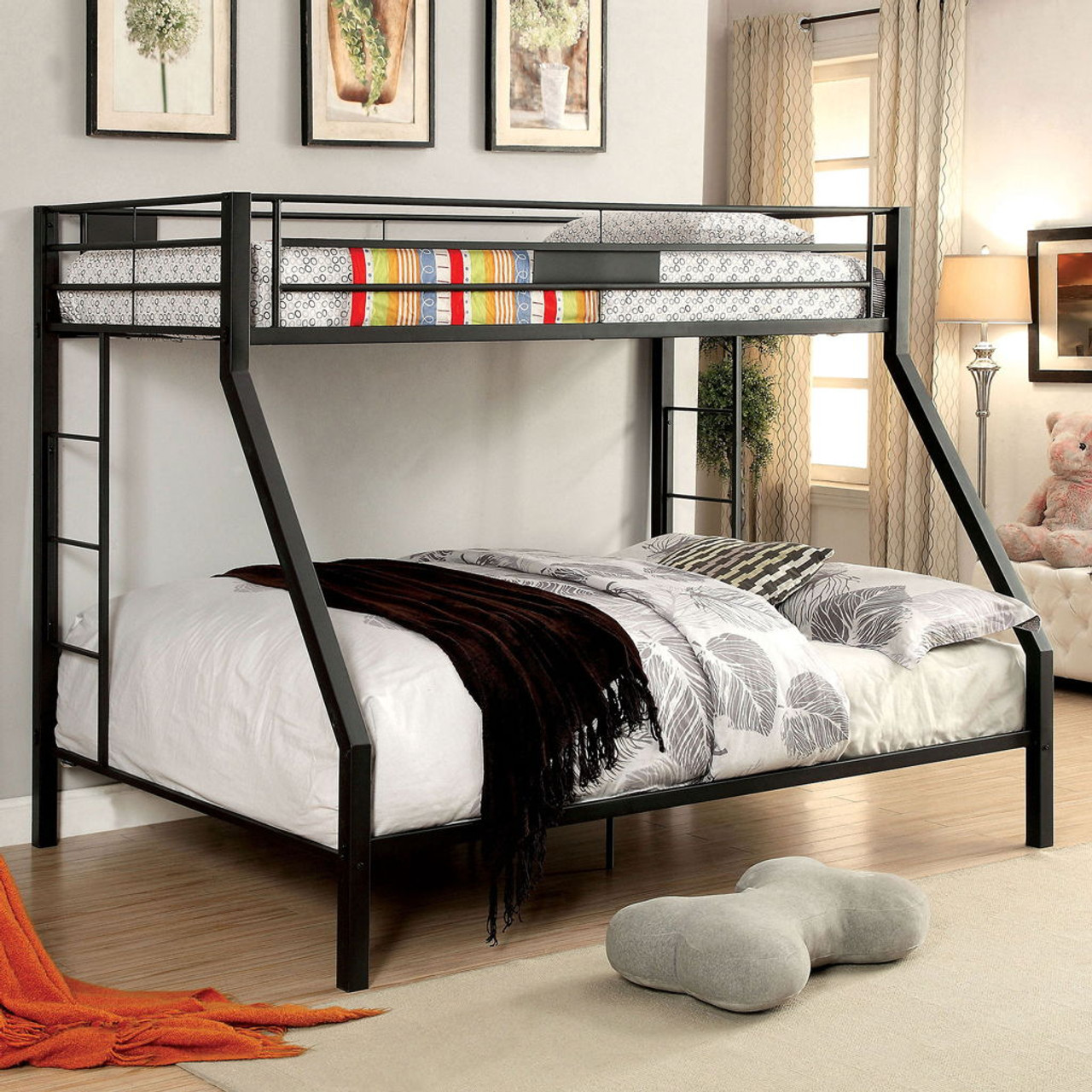 Claren – Twin Over Queen Bunk Bed – Black