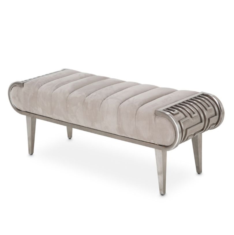 AICO Roxbury Park Channel Tufted Bed Bench in Stainless Steel 9006904-13