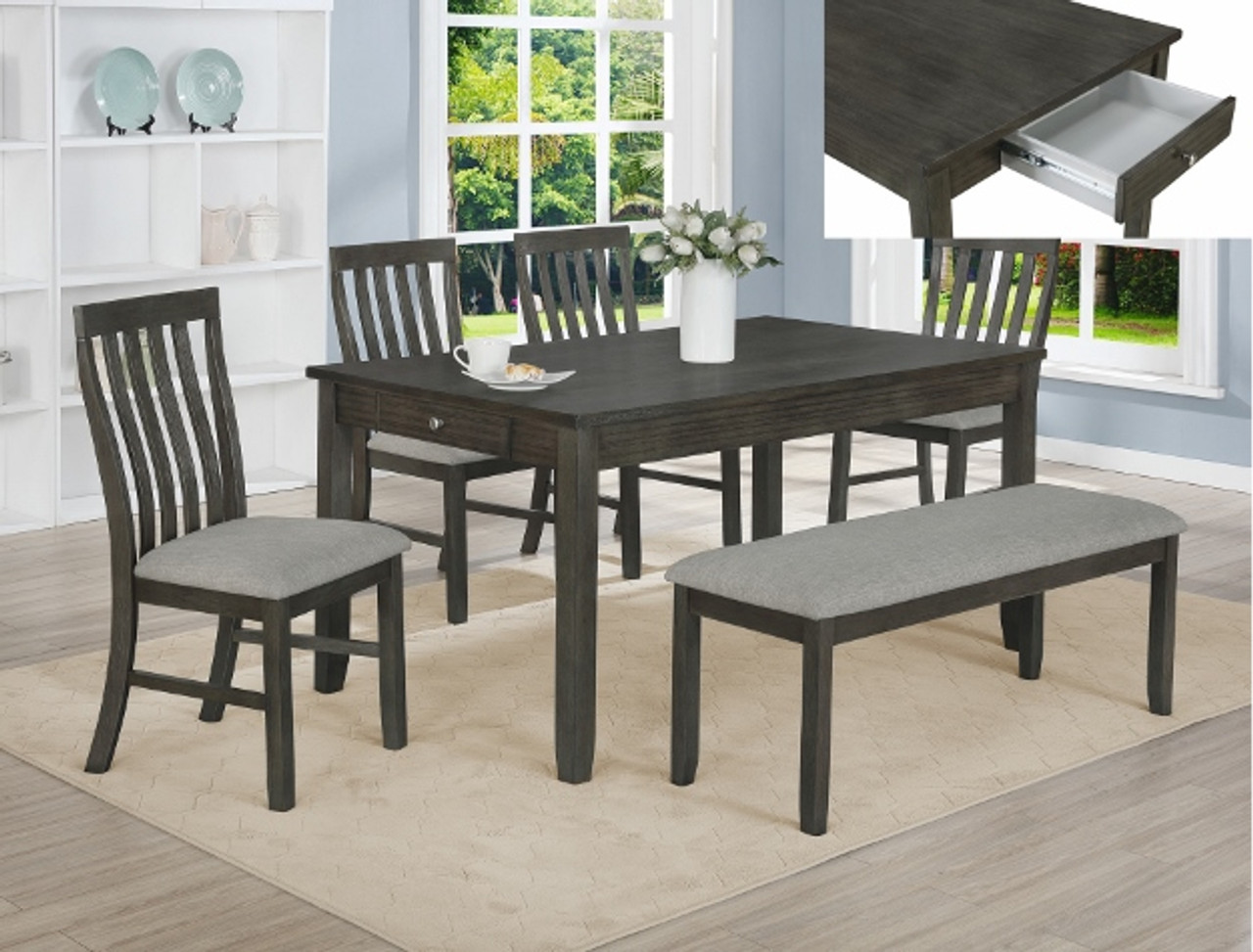 Nina Dining Room Set in Gray