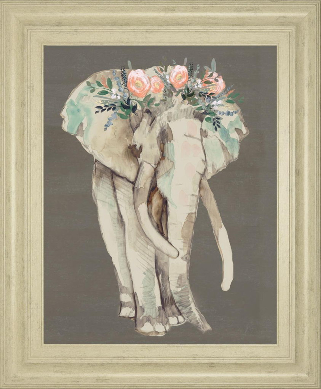 22×26 Flower Crown Elephant I By Jennifer Goldberger – Beige