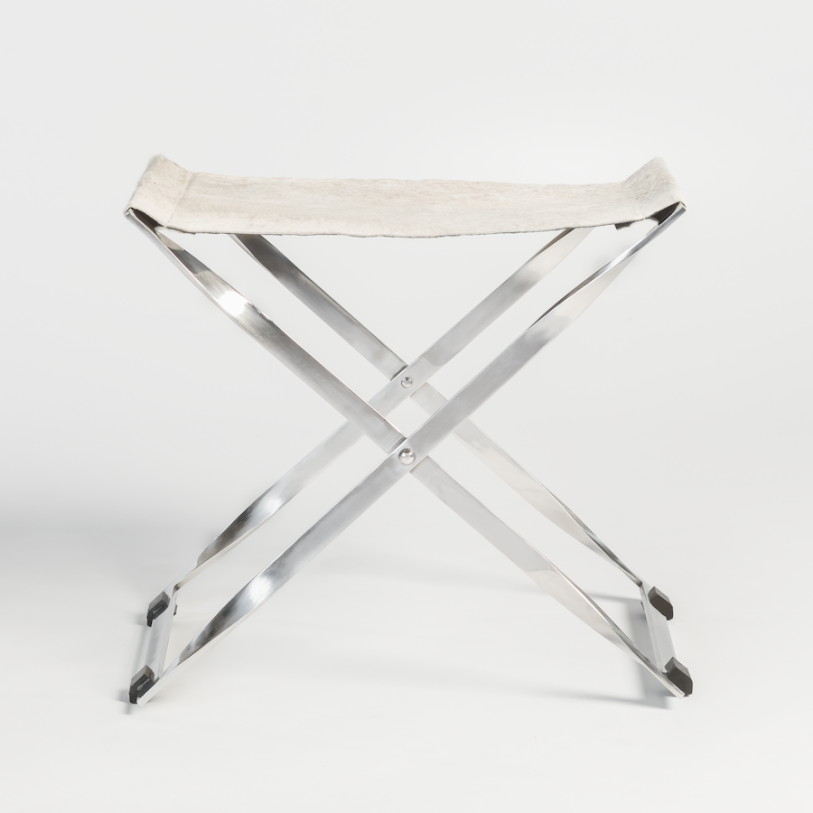 Alder & Tweed Harper Scissor Ottoman in Frosted Hide and Polished Chrome AT076-FH/PCF