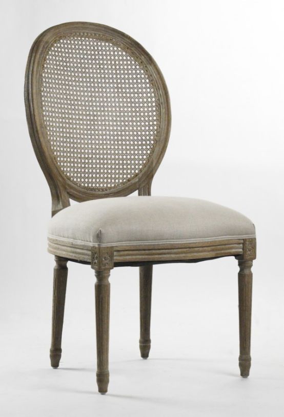 Zentique Medallion Cane Back Side Chair in Limed Grey Oak (Set of 2) B004 Cane E272 A003