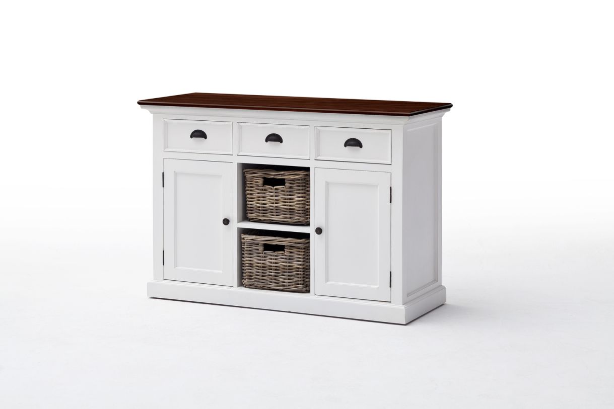 Nova Solo Halifax Accent Buffet with 2 Baskets in White B129TWD CODE:UNIV10 for 10% Off