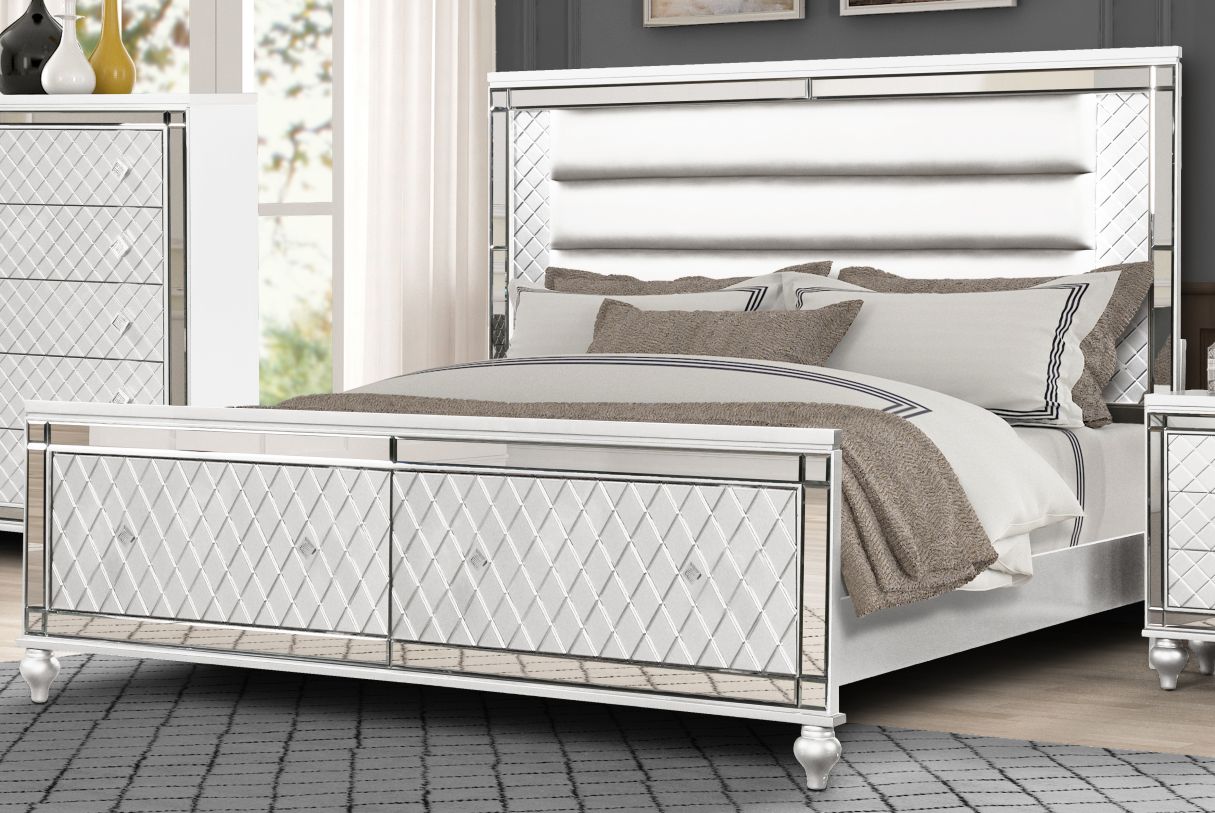 Titanic Furniture Malibu King Storage Bed with Lights in White B234 K Bed-Storage