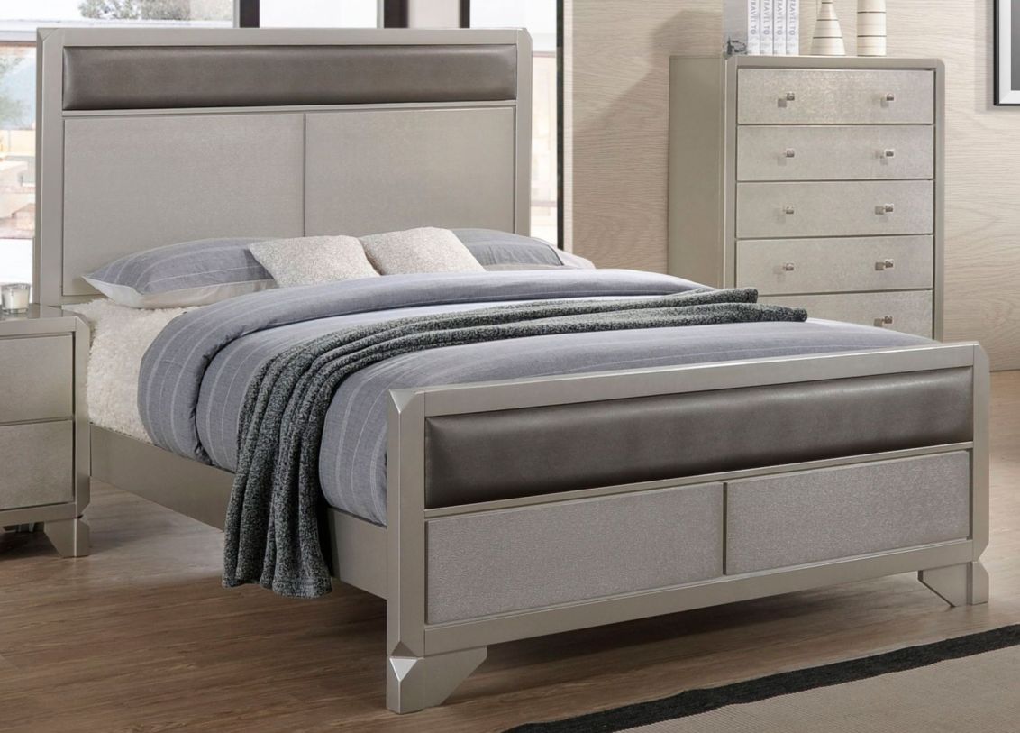 Titanic Furniture Nikos King Panel Bed in Silver B360 K Bed