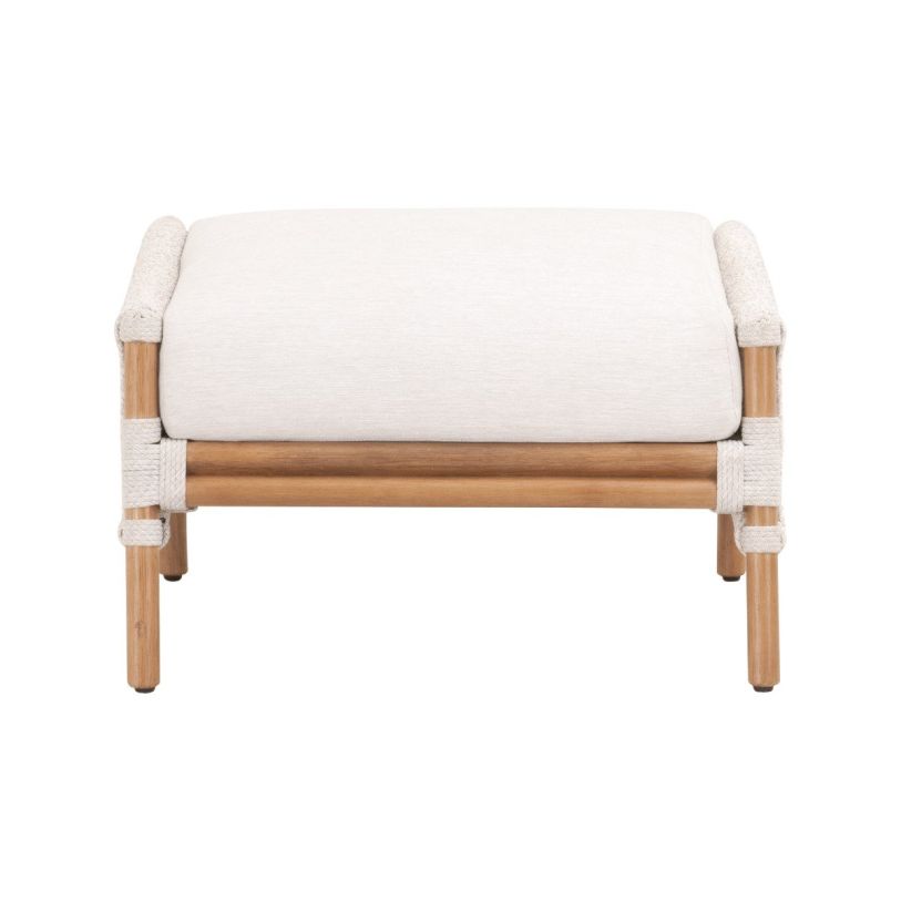 Essentials For Living Bacara Footstool in White Speckle Natural Rattan 6822FS.WHT/WHT/NR CLOSEOUT