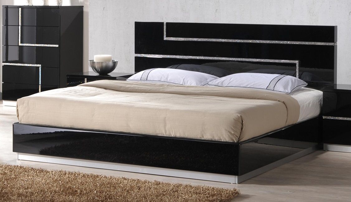 J&M Lucca Full Platform Bed in Black Lacquer 17685-F